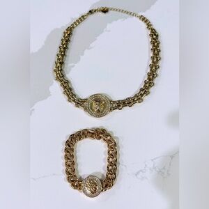 Guess Elegant Gold Chain Necklace and Bracelet Set